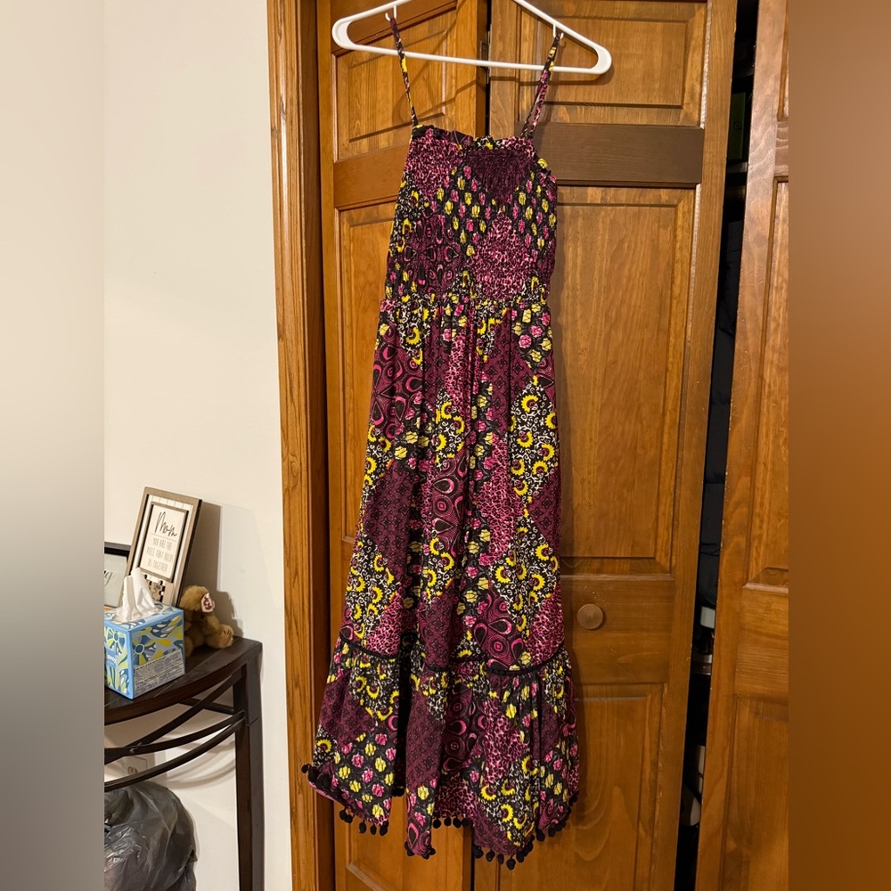 Anthropologie Pink and Yellow Maxi Dress